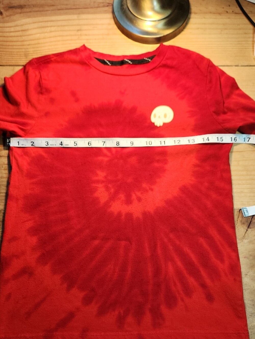 art class Red Tie-Dye Long-Sleeve Tee with Small White Skull, Sz 8-10 (M). - Picture 8 of 10
